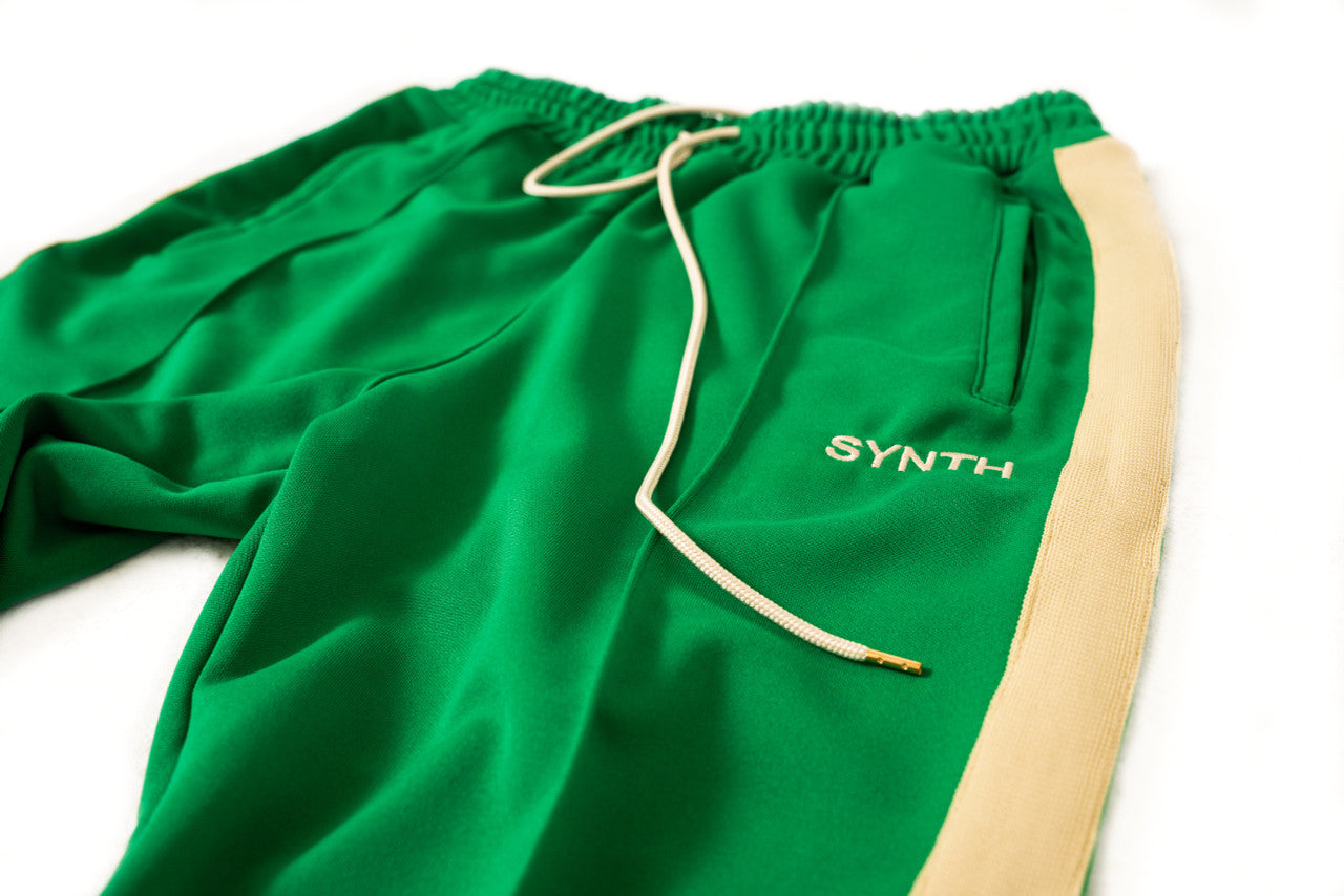 'ATHLTCS' green track pants