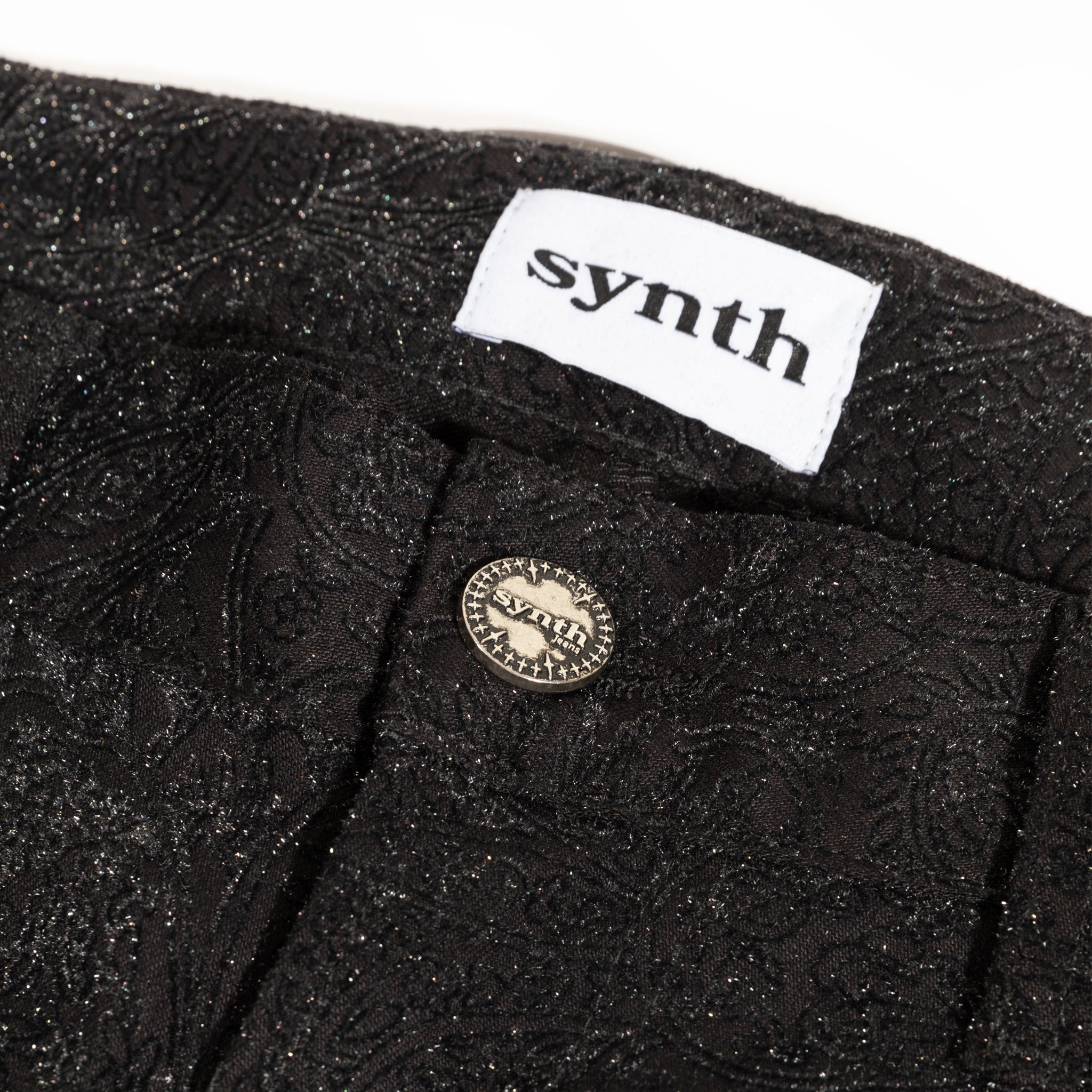 Italian denim velvet paisley print jeans