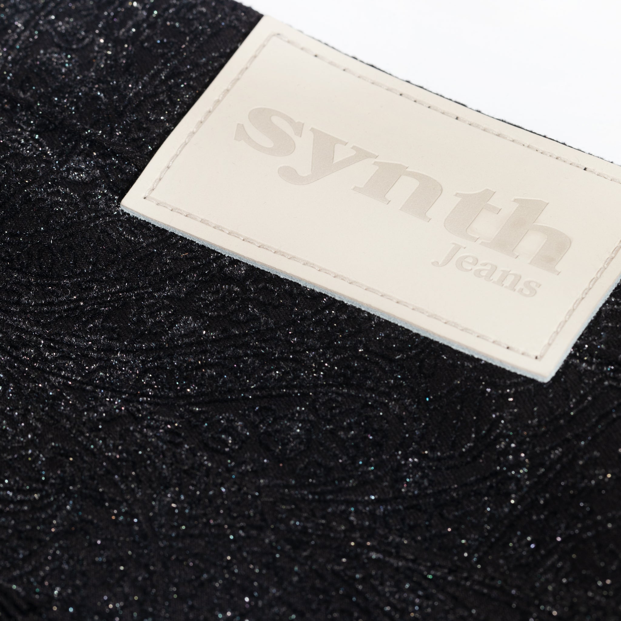 Italian denim velvet paisley print jeans