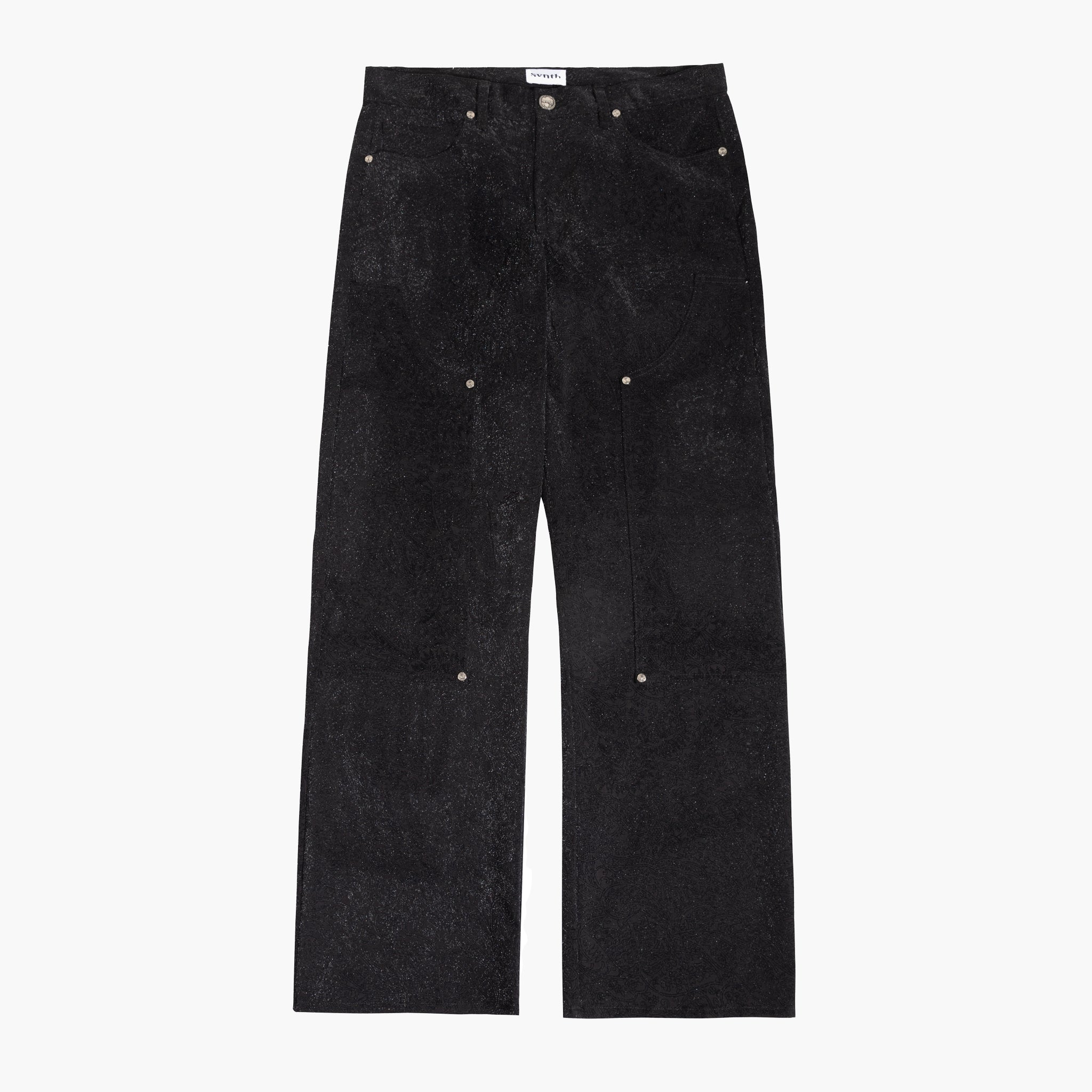 Italian denim velvet paisley print jeans