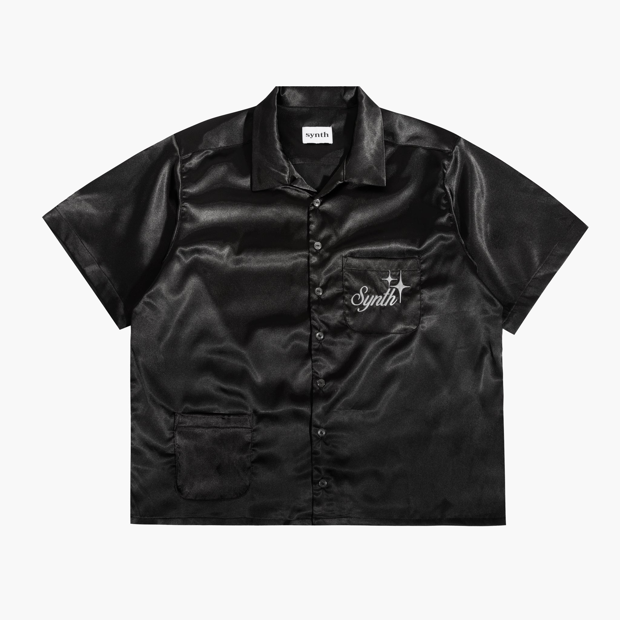 'Star Lanes' silk rayon button up - black