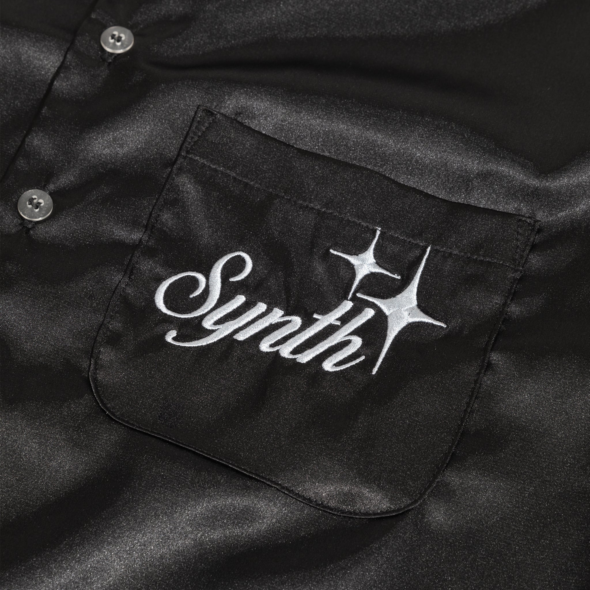 'Star Lanes' silk rayon button up - black