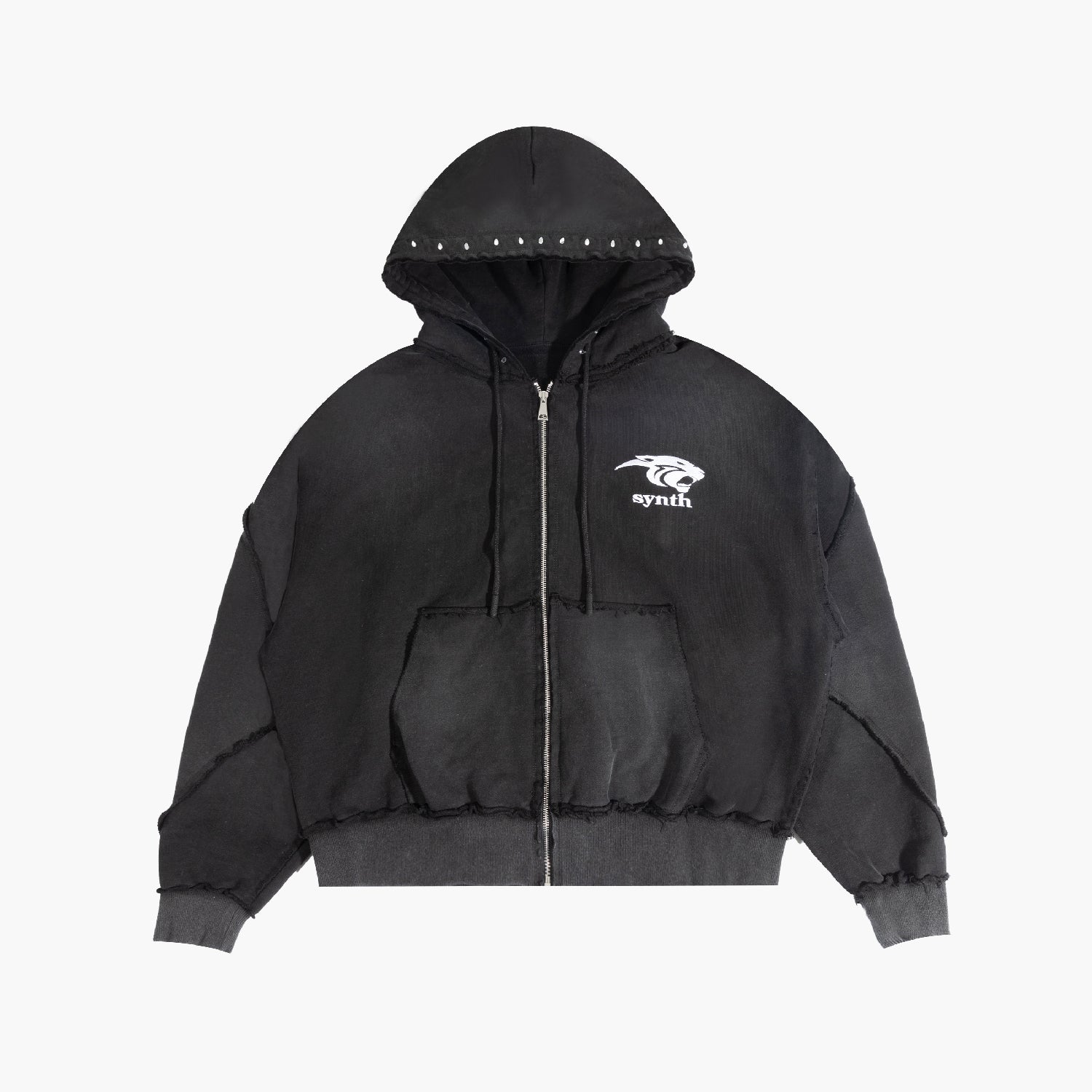 Black 'Panthera' zip up hoodie – Synth